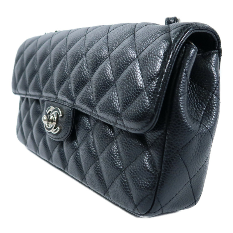 CHANEL 牛皮皮革Vintage Classic East West Flag Bag銀扣鏈帶肩背袋-2