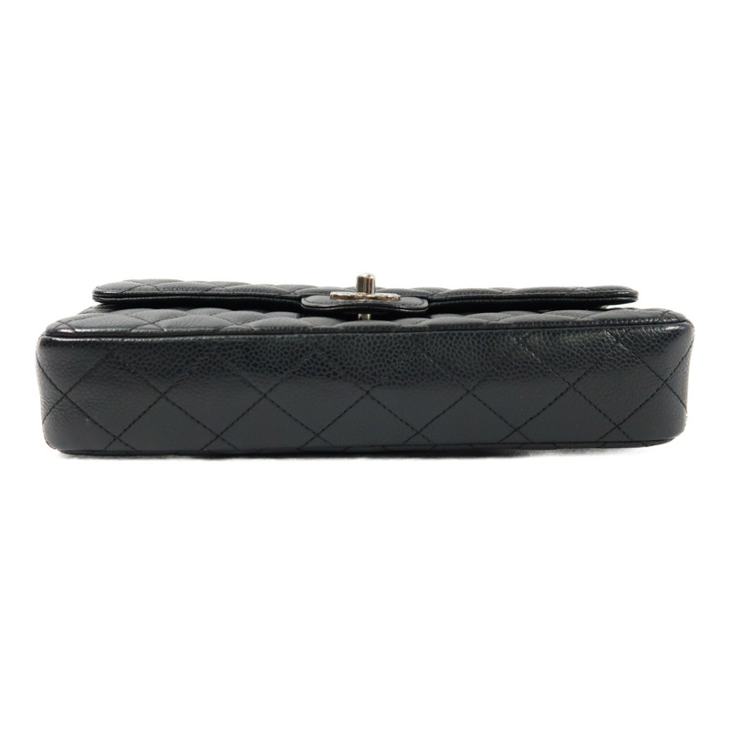 CHANEL 牛皮皮革Vintage Classic East West Flag Bag銀扣鏈帶肩背袋-3