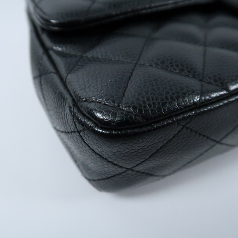 CHANEL 牛皮皮革Vintage Classic East West Flag Bag銀扣鏈帶肩背袋-4