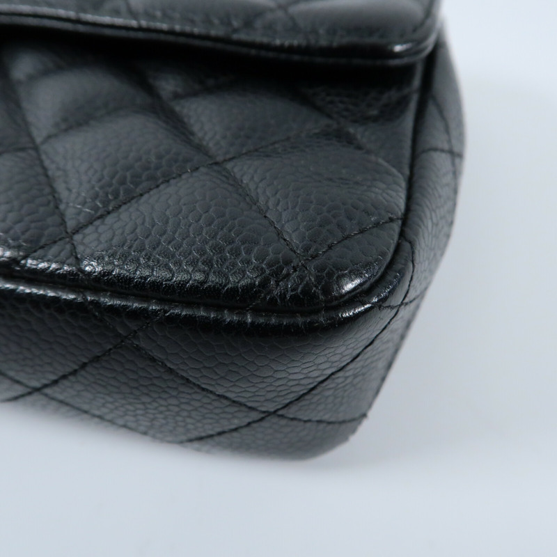 CHANEL 牛皮皮革Vintage Classic East West Flag Bag銀扣鏈帶肩背袋-5