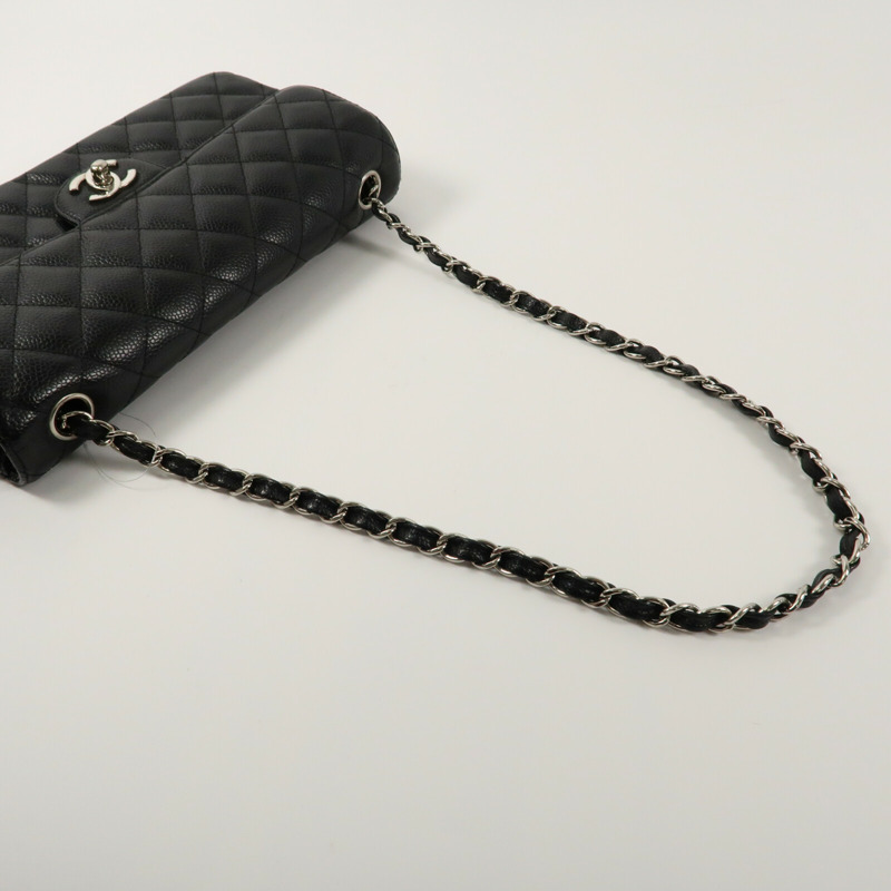 CHANEL 牛皮皮革Vintage Classic East West Flag Bag銀扣鏈帶肩背袋-8