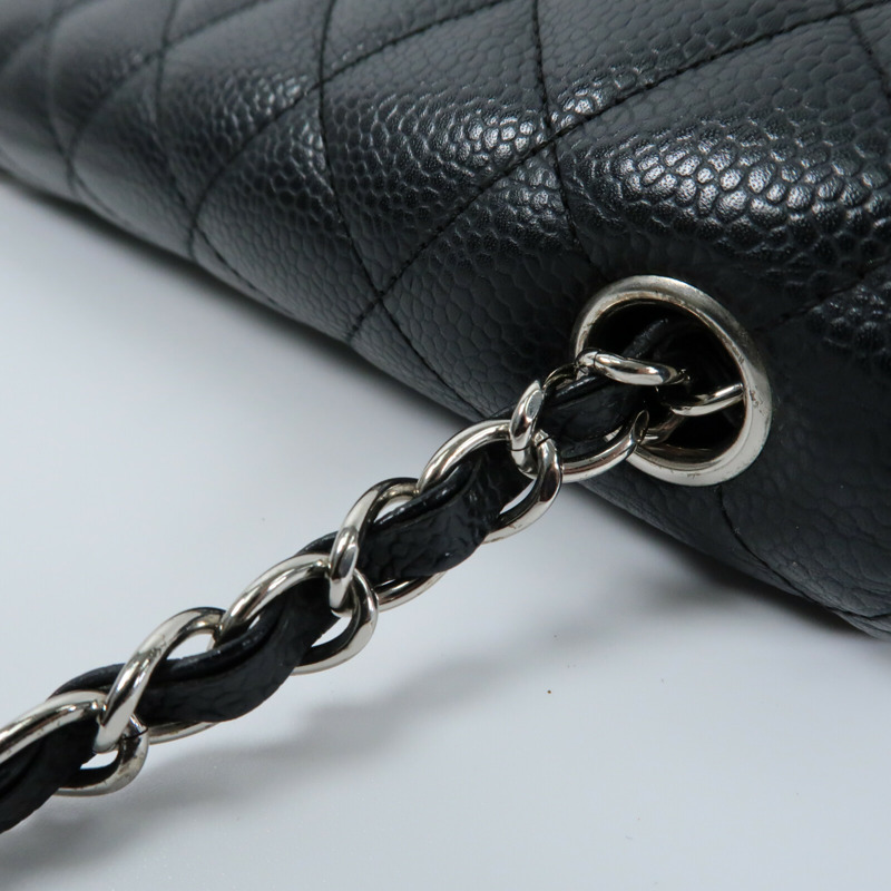 CHANEL 牛皮皮革Vintage Classic East West Flag Bag銀扣鏈帶肩背袋-9