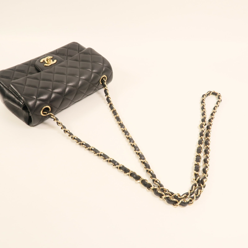 CHANEL 羊皮皮革Classic 20金扣鏈帶肩背袋-7