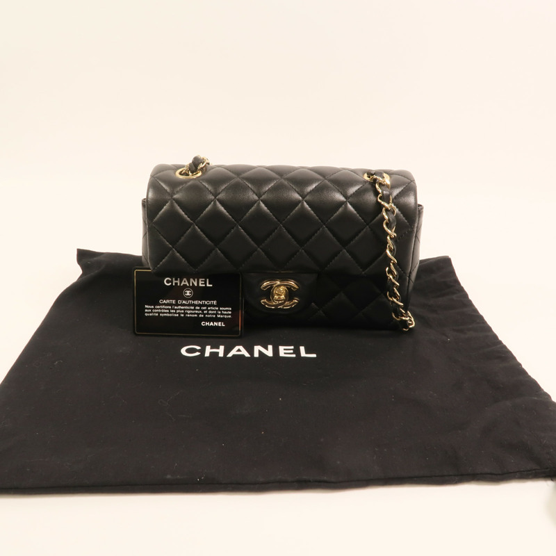CHANEL 羊皮皮革Classic 20金扣鏈帶肩背袋-10