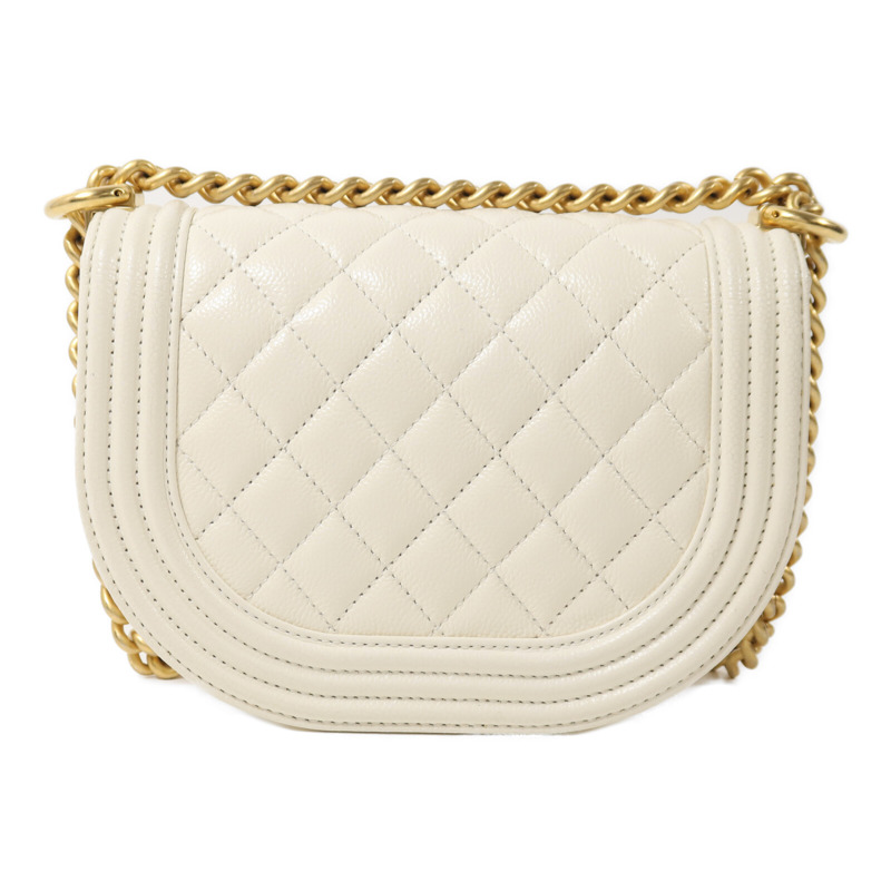 CHANEL 牛皮皮革Small Boy Messenger Bag金扣鏈帶肩背袋-1