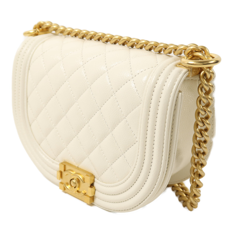 CHANEL 牛皮皮革Small Boy Messenger Bag金扣鏈帶肩背袋-2