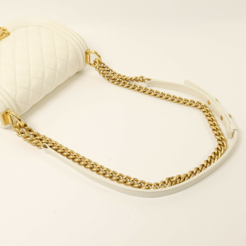 CHANEL 牛皮皮革Small Boy Messenger Bag金扣鏈帶肩背袋-7