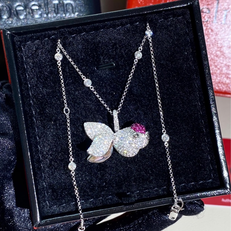 Qeelin 麒麟 Qinqin系列 白金滿鑽+紅寶石 金魚項鍊-1