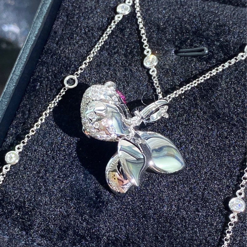 Qeelin 麒麟 Qinqin系列 白金滿鑽+紅寶石 金魚項鍊-3