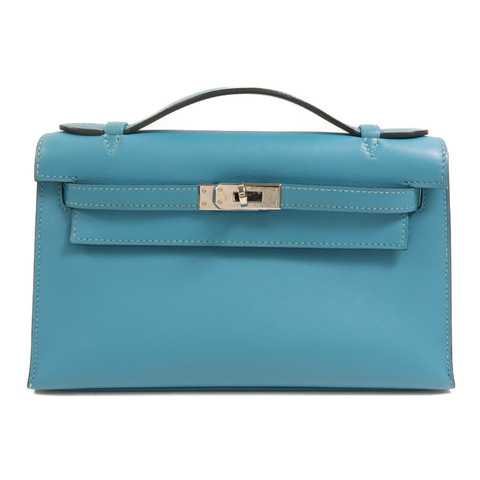 HERMES 【Hermes Fair】Swift皮革Mini Kelly I銀扣手挽袋Turquoise