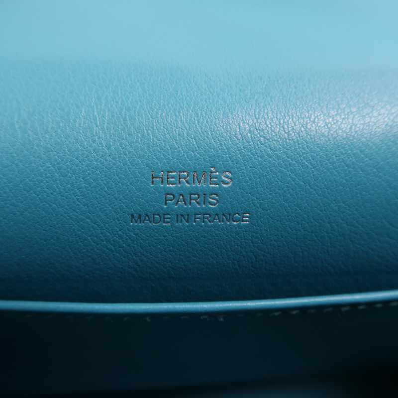HERMES 【Hermes Fair】Swift皮革Mini Kelly I銀扣手挽袋Turquoise-5