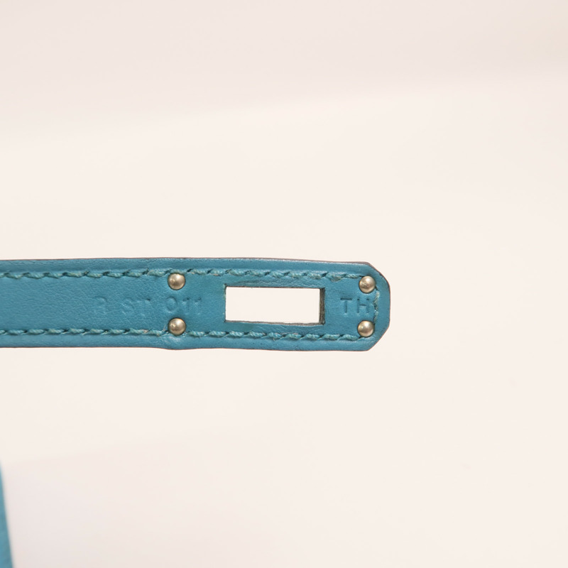 HERMES 【Hermes Fair】Swift皮革Mini Kelly I銀扣手挽袋Turquoise-6