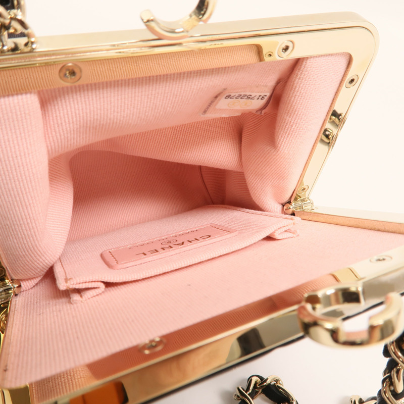 CHANEL 羊皮皮革/漆皮皮革Chain Clutch Shoulder金扣鏈帶肩背袋-4