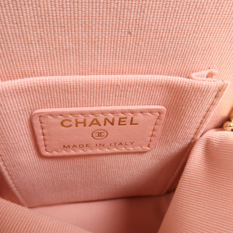 CHANEL 羊皮皮革/漆皮皮革Chain Clutch Shoulder金扣鏈帶肩背袋-5