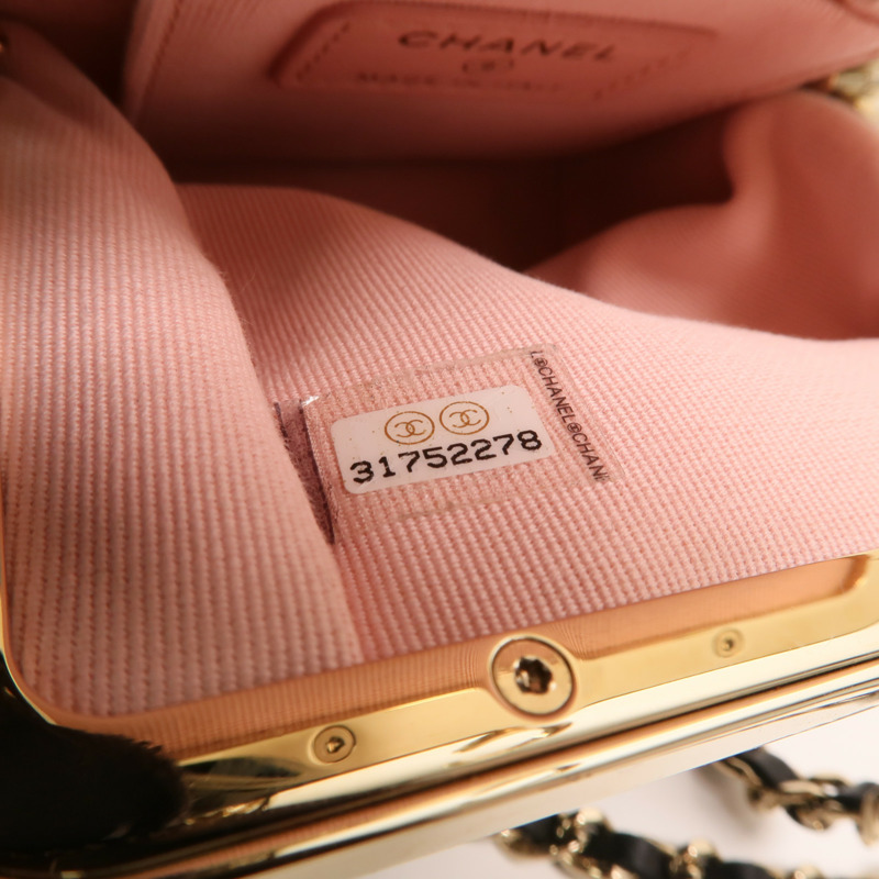 CHANEL 羊皮皮革/漆皮皮革Chain Clutch Shoulder金扣鏈帶肩背袋-6