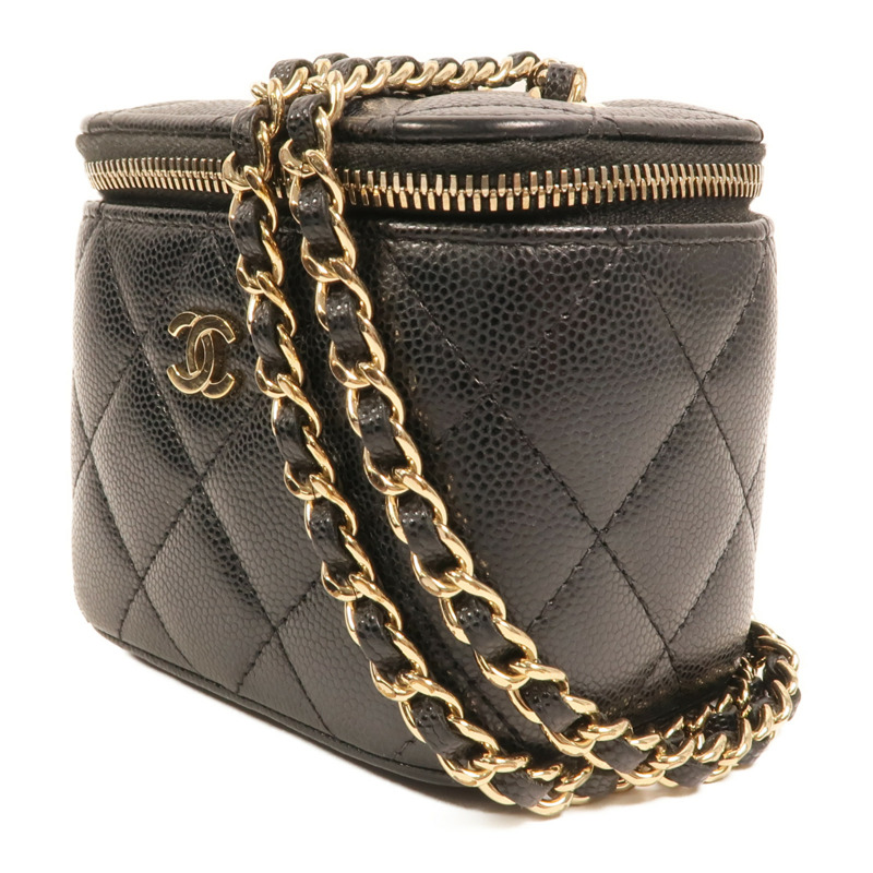 CHANEL 牛皮皮革Vanity Case金扣鏈帶肩背袋-2
