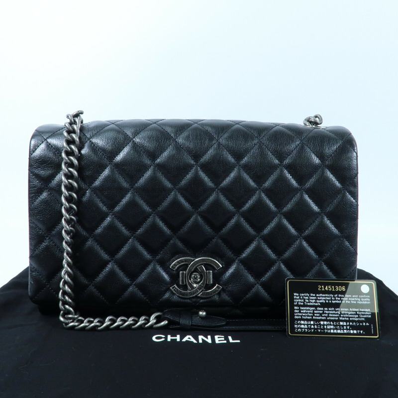 CHANEL 牛皮皮革Chain Shoulder鏈帶肩背袋-17