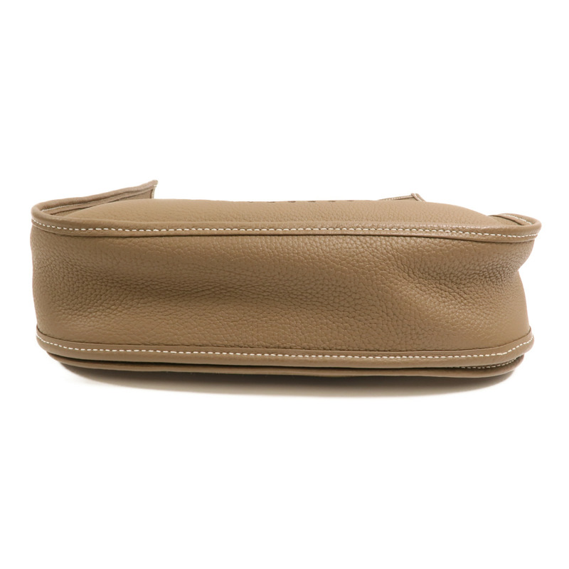HERMES 【Hermes Fair】Clemence皮革Evelyne PM銀扣肩背袋Etoupe-3