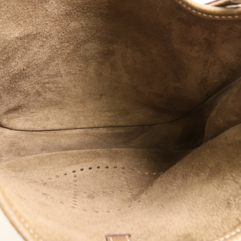 HERMES 【Hermes Fair】Clemence皮革Evelyne PM銀扣肩背袋Etoupe-4