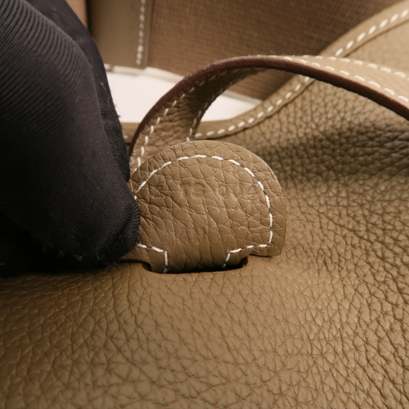 HERMES 【Hermes Fair】Clemence皮革Evelyne PM銀扣肩背袋Etoupe-6