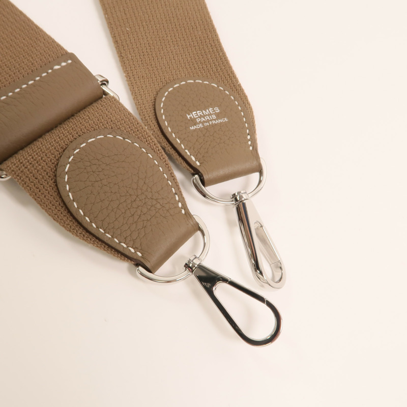 HERMES 【Hermes Fair】Clemence皮革Evelyne PM銀扣肩背袋Etoupe-9