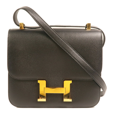 HERMES 【Hermes Fair】Epsom皮革Constance 24金扣肩背袋Noir