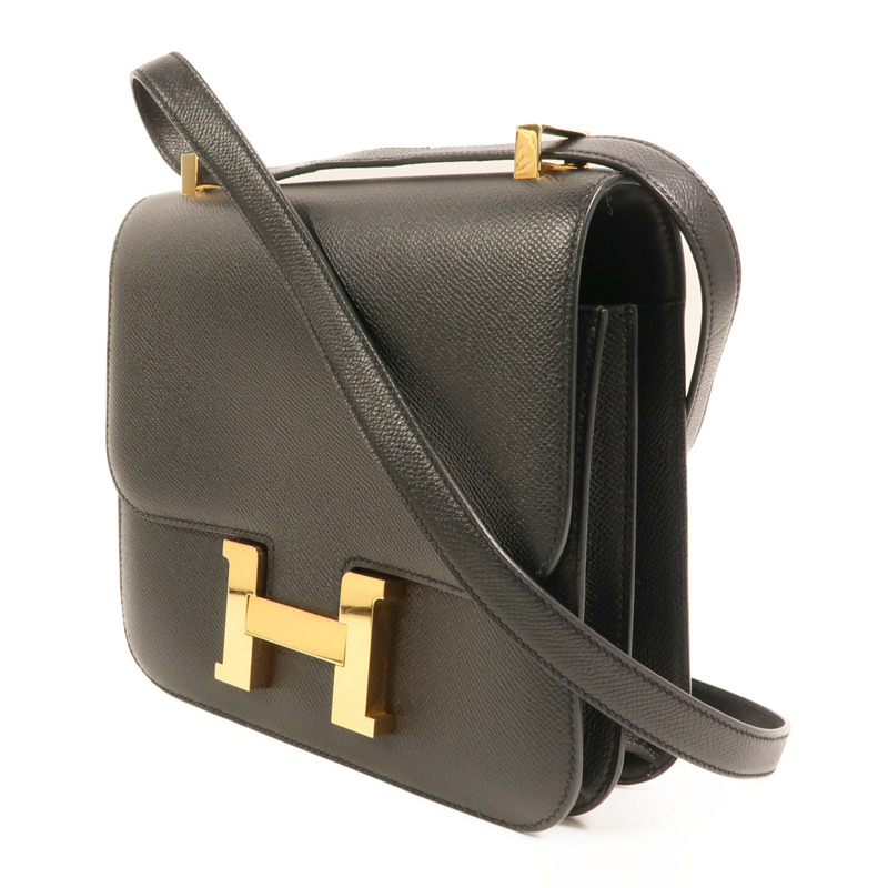 HERMES 【Hermes Fair】Epsom皮革Constance 24金扣肩背袋Noir-2