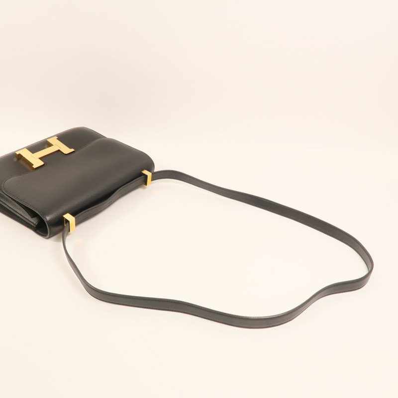HERMES 【Hermes Fair】Epsom皮革Constance 24金扣肩背袋Noir-7