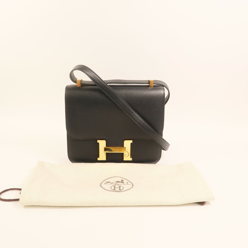 HERMES 【Hermes Fair】Epsom皮革Constance 24金扣肩背袋Noir-8