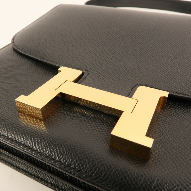 HERMES 【Hermes Fair】Epsom皮革Constance 24金扣肩背袋Noir-9