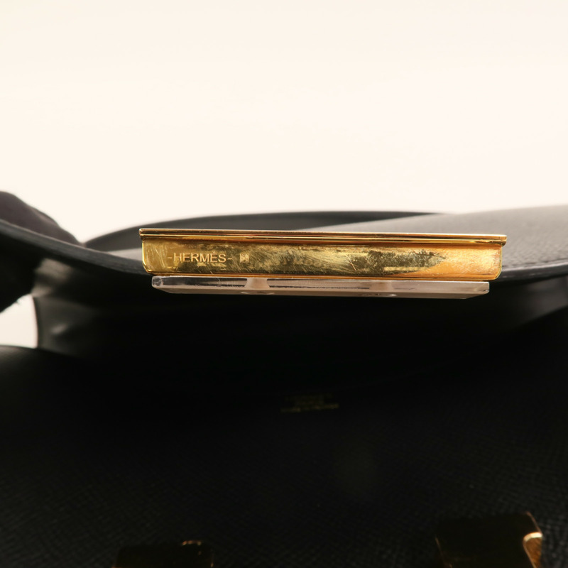 HERMES 【Hermes Fair】Epsom皮革Constance 24金扣肩背袋Noir-10