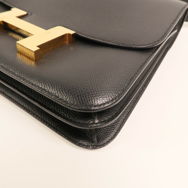 HERMES 【Hermes Fair】Epsom皮革Constance 24金扣肩背袋Noir-12
