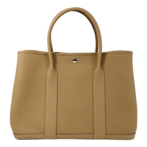 HERMES 【Hermes Fair】Clemence皮革GardenParty PM銀扣手挽袋Biscuit