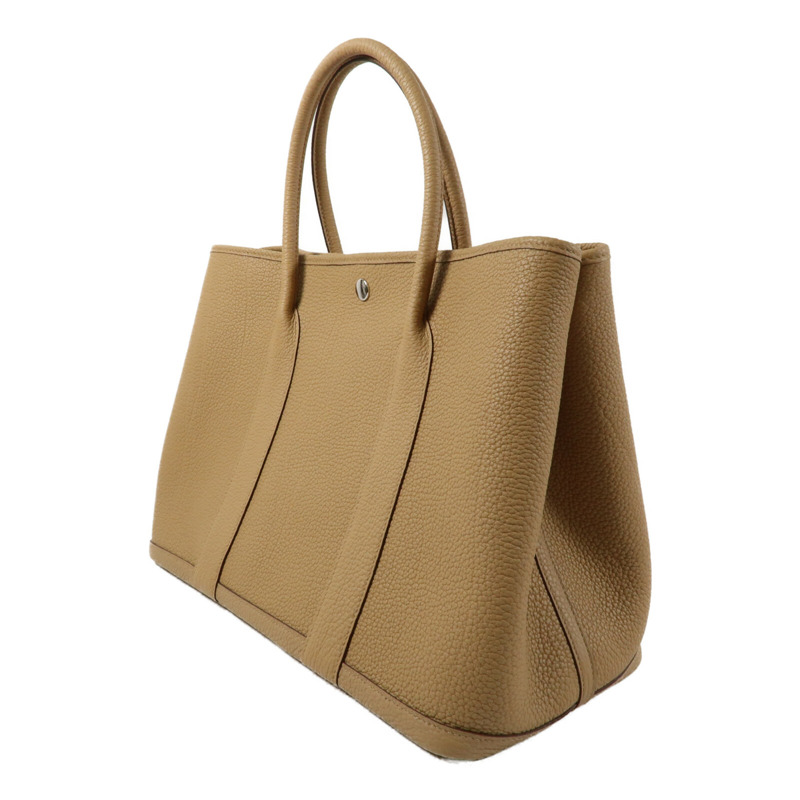 HERMES 【Hermes Fair】Clemence皮革GardenParty PM銀扣手挽袋Biscuit-2