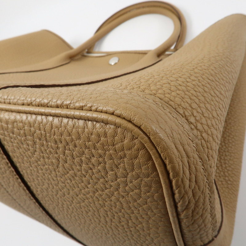 HERMES 【Hermes Fair】Clemence皮革GardenParty PM銀扣手挽袋Biscuit-5