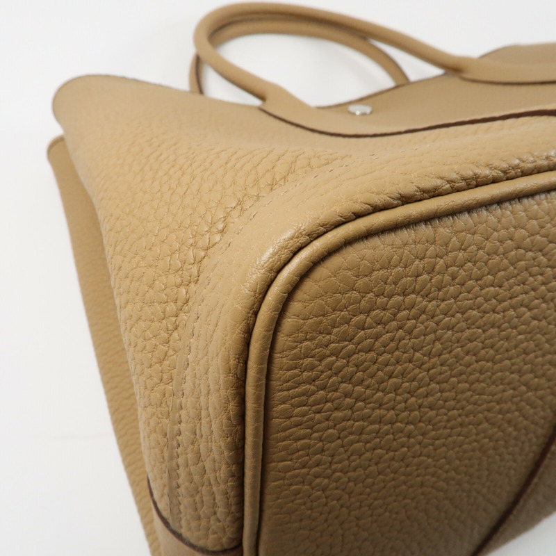HERMES 【Hermes Fair】Clemence皮革GardenParty PM銀扣手挽袋Biscuit-6