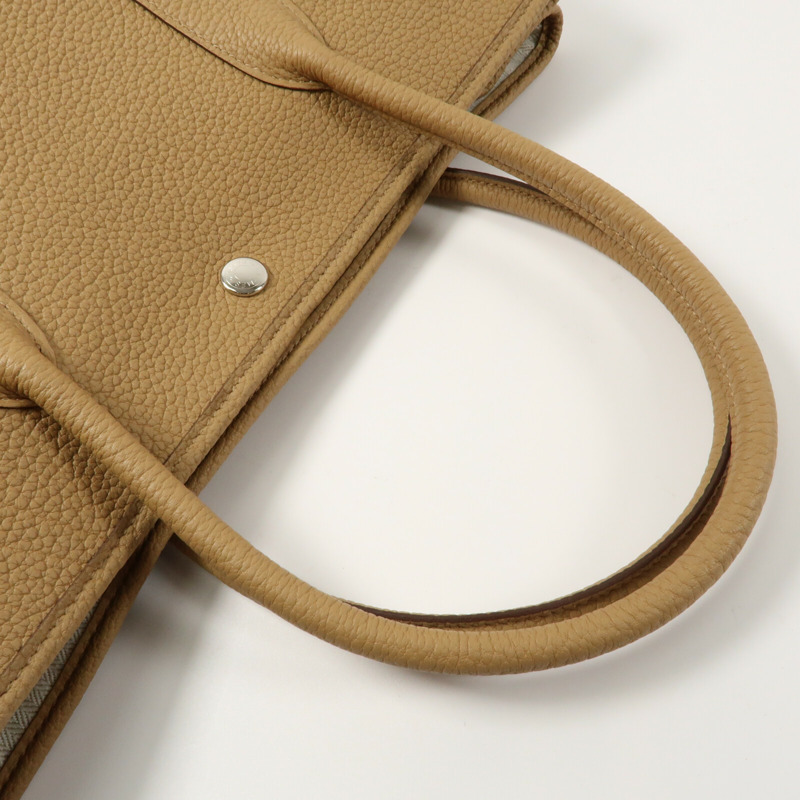 HERMES 【Hermes Fair】Clemence皮革GardenParty PM銀扣手挽袋Biscuit-8