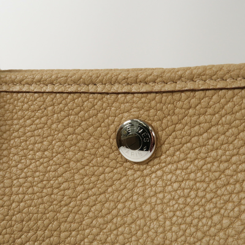 HERMES 【Hermes Fair】Clemence皮革GardenParty PM銀扣手挽袋Biscuit-9