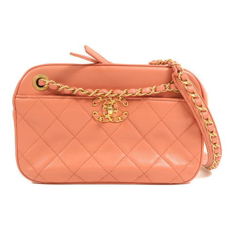 CHANEL 羊皮皮革19 Camera Bag金扣鏈帶肩背袋