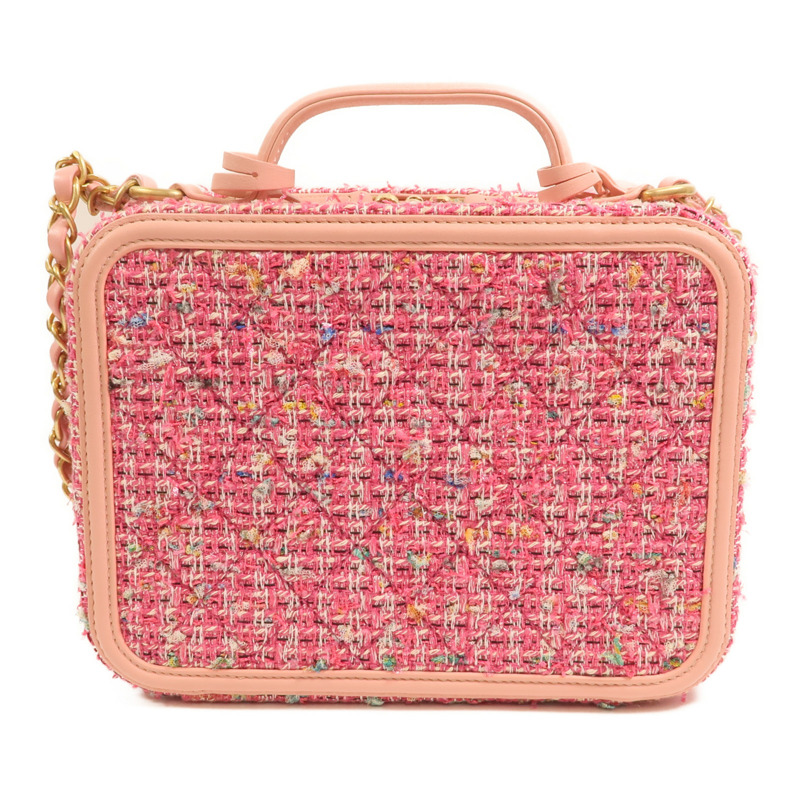 CHANEL 粗花呢Vanity Case 21cm金扣鏈帶肩背袋-1