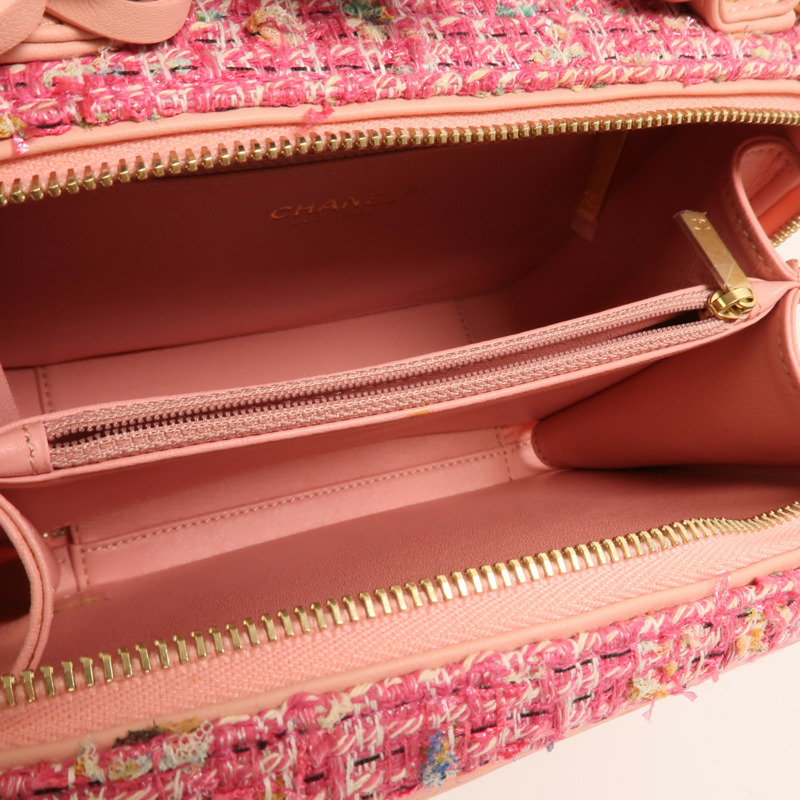 CHANEL 粗花呢Vanity Case 21cm金扣鏈帶肩背袋-4