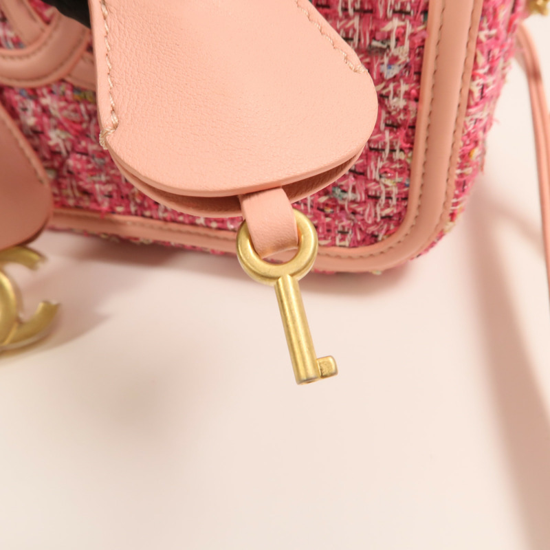 CHANEL 粗花呢Vanity Case 21cm金扣鏈帶肩背袋-10