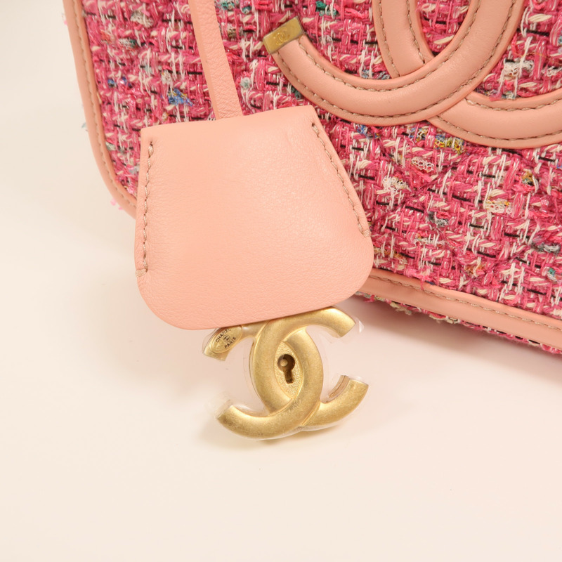 CHANEL 粗花呢Vanity Case 21cm金扣鏈帶肩背袋-11