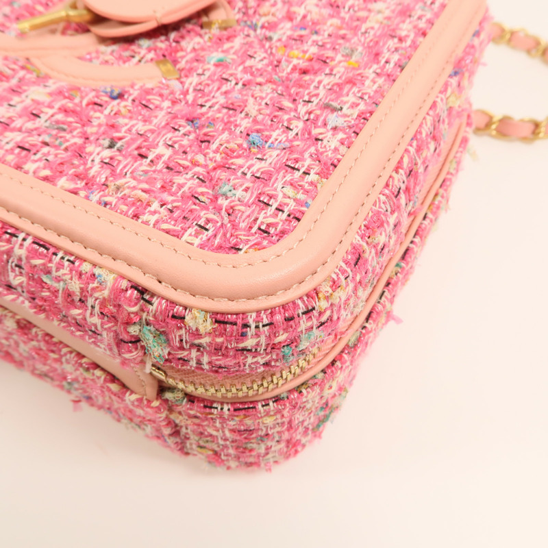 CHANEL 粗花呢Vanity Case 21cm金扣鏈帶肩背袋-12