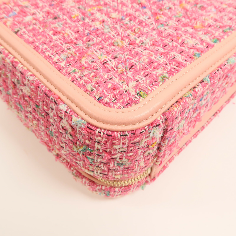 CHANEL 粗花呢Vanity Case 21cm金扣鏈帶肩背袋-15