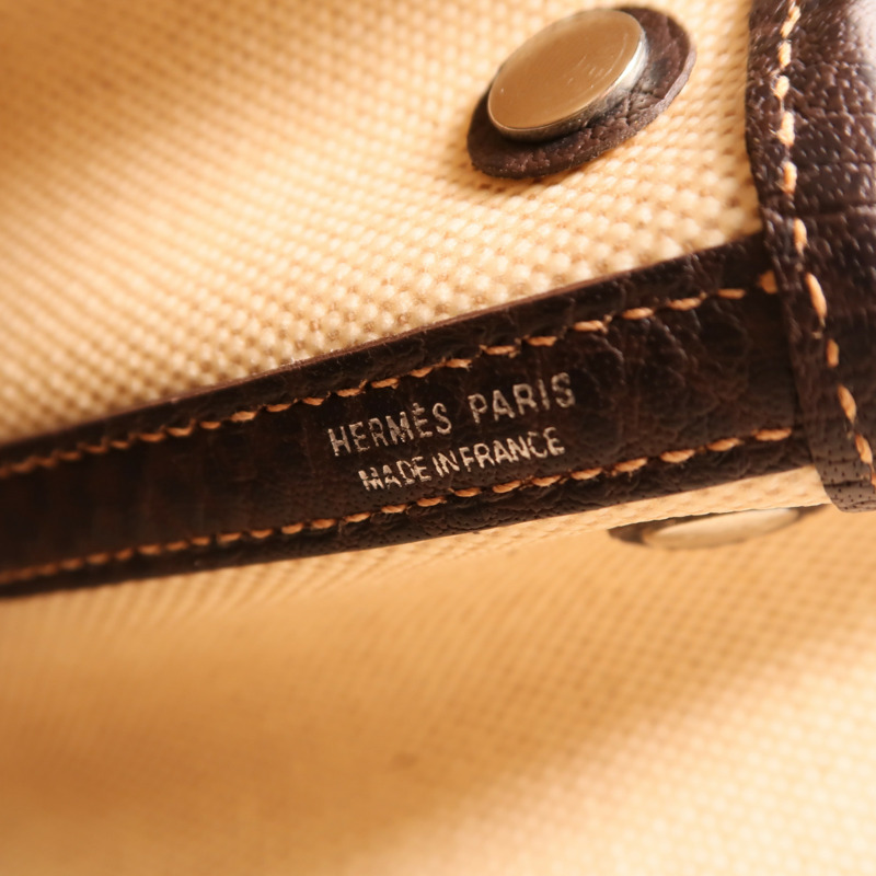 HERMES 【Hermes Fair】帆布Mini Garden Party銀扣手挽袋-5