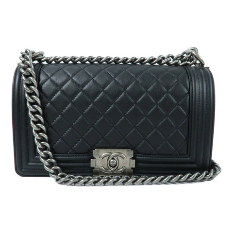 CHANEL 羊皮皮革Boy 25鏈帶肩背袋