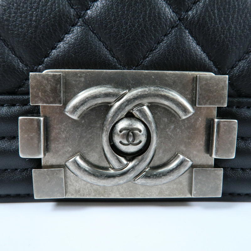 CHANEL 羊皮皮革Boy 25鏈帶肩背袋-10