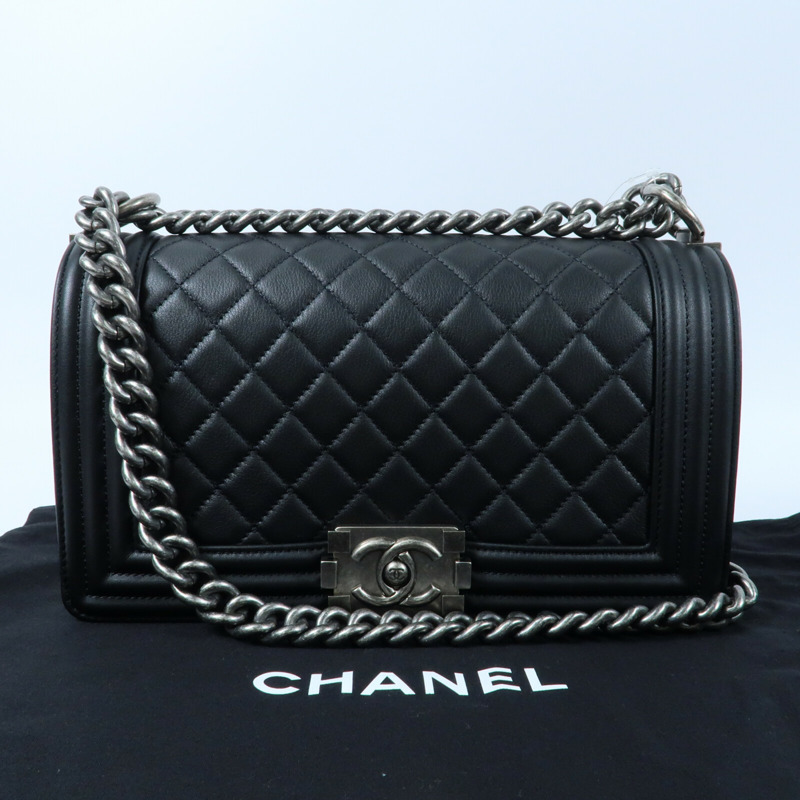 CHANEL 羊皮皮革Boy 25鏈帶肩背袋-15