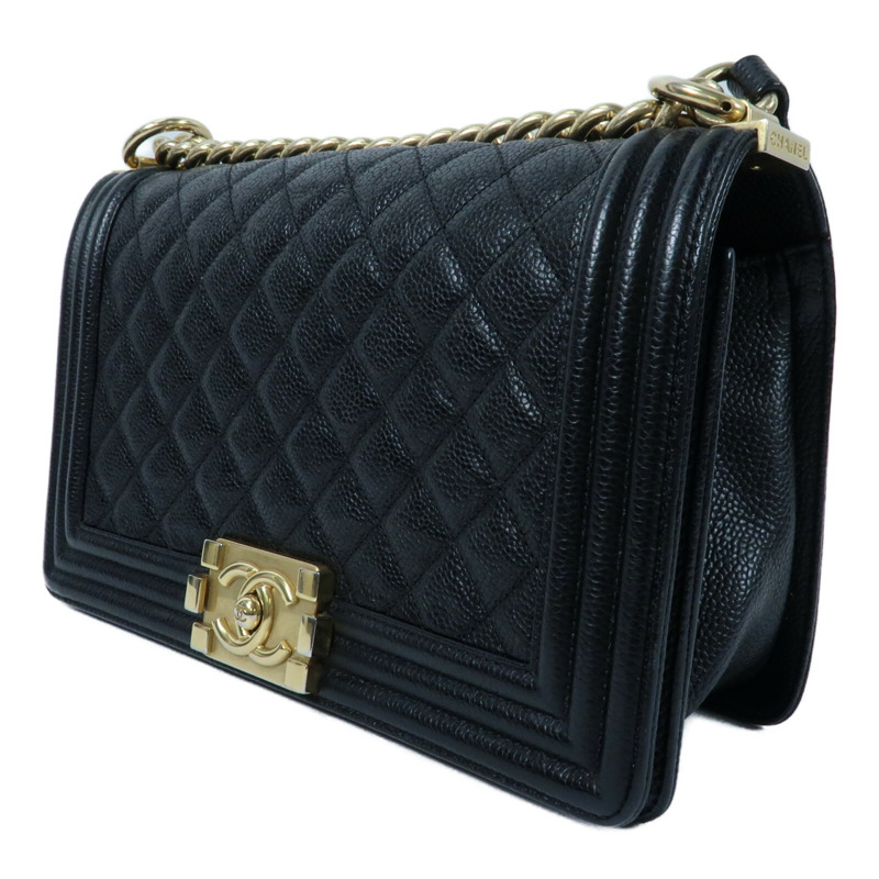 CHANEL 牛皮皮革Boy 25金扣鏈帶肩背袋-2